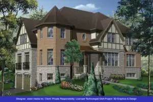 3D elevation of Tudor Design Style