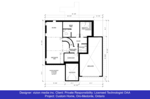 2D black and white residential basement floor plan
