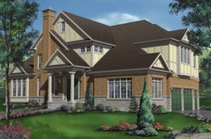 3D elevation of Georgian-Canadiana Design Style