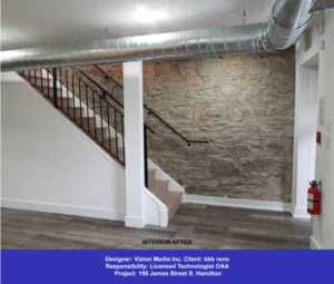 stone wall staircacse after renovation in basement